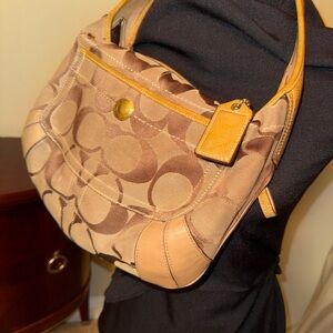 Coach Tan and Brown Shoulder Bag